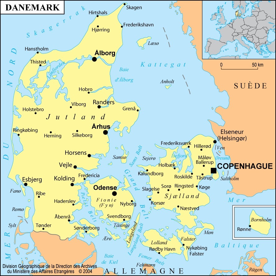 carte danemark europe - Image